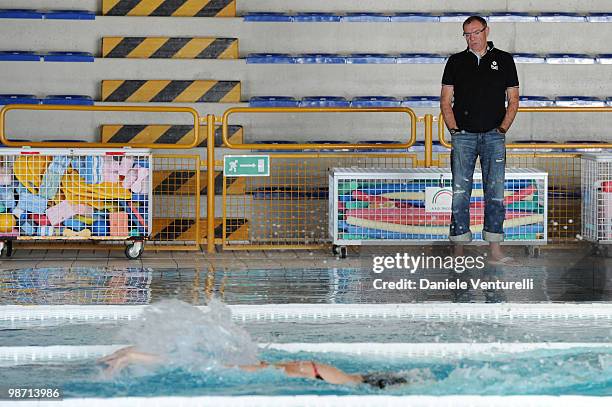 Stefano Morini training at the Reggio Emilia pool on March 30, 2010 in Reggio nell'Emilia, Italy.