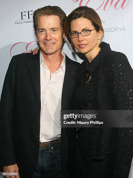 Kyle MacLachlan and wife Desiree Gruber arrive at Eva Longoria Parker's Fragrance Launch Event at Beso on April 27, 2010 in Hollywood, California.