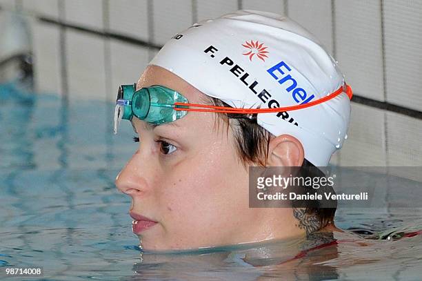 Federica Pellegrini training at the Reggio Emilia pool on March 30, 2010 in Reggio nell'Emilia, Italy.