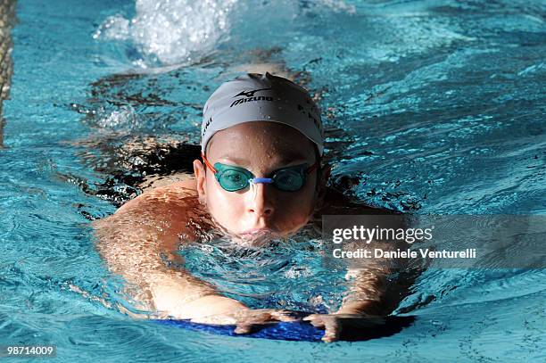 Federica Pellegrini training at the Reggio Emilia pool on March 30, 2010 in Reggio nell'Emilia, Italy.