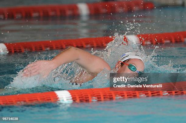 Federica Pellegrini training at the Reggio Emilia pool on March 30, 2010 in Reggio nell'Emilia, Italy.