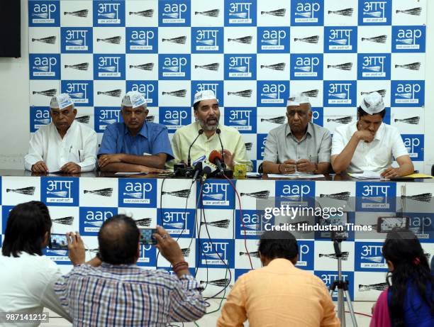 Rural Development Minister of Delhi Gopal Rai , with Rajya Sabha MP Narain Dass Gupta , AAP MLA Saurabh Bhardwaj , National Secretary Pankaj Kumar...