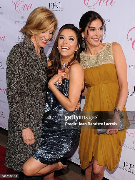 Felicity Huffman, Eva Longoria Parker and Teri Hatcher attend the launch of Eva Longoria Parker's fragrance "Eva" by Eva Longoria at Beso on April...