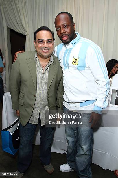 Gilberto Santa Rosa and Wyclef Jean attend the Les Anges De La Societe Official 2010 Bilboard Latin Music Celebrity Gift Suite at Coliseo de Puerto...