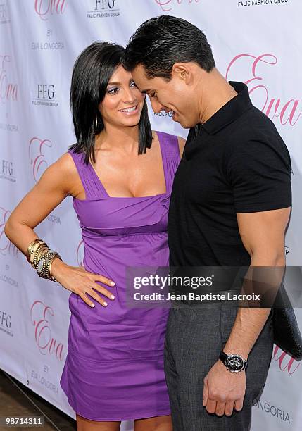 Mario Lopez and Courtney Mazza attend the launch of Eva Longoria Parker's fragrance "Eva" by Eva Longoria at Beso on April 27, 2010 in Hollywood,...