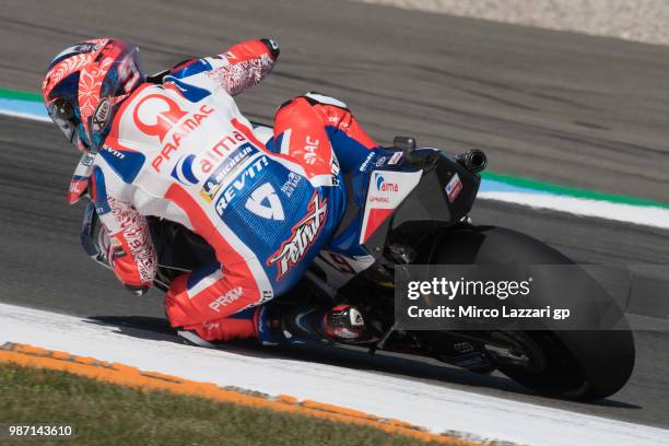 Danilo Petrucci of Italy and Alma Pramac Racing rounds the bend during the MotoGP Netherlands - Free Practice on June 29, 2018 in Assen, Netherlands.