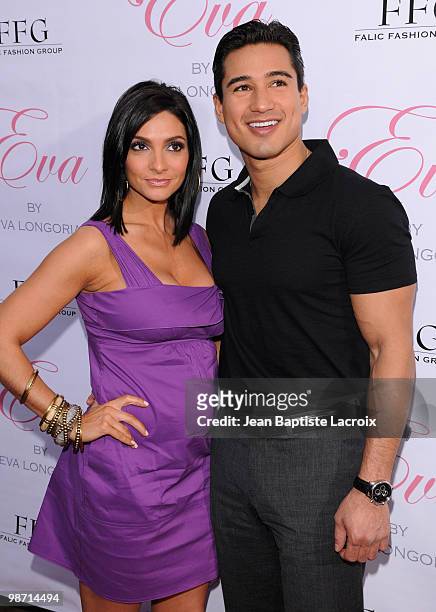 Mario Lopez and Courtney Mazza attend the launch of Eva Longoria Parker's fragrance "Eva" by Eva Longoria at Beso on April 27, 2010 in Hollywood,...