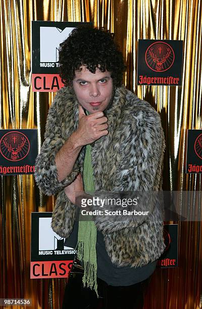 Musician Andrew Stockdale of Wolfmother arrives at the "MTV Classic: The Launch" music event at the Palace Theatre on April 28, 2010 in Melbourne,...