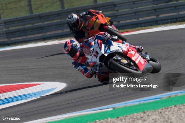 Danilo Petrucci of Italy and Alma Pramac Racing leads the field during the MotoGP Netherlands - Free Practice on June 29, 2018 in Assen, Netherlands.