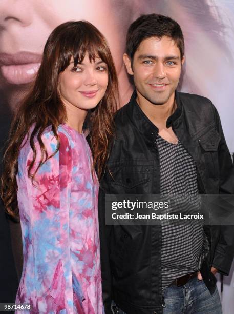 Actress Emma Lung and Adrian Grenier attend the launch of Eva Longoria Parker's fragrance "Eva" by Eva Longoria at Beso on April 27, 2010 in...