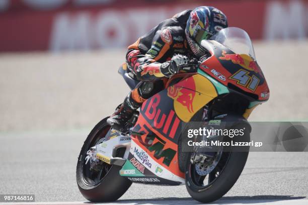 Brad Binder of South Africa and Red Bull KTM Ajo heads down a straight during the MotoGP Netherlands - Free Practice on June 29, 2018 in Assen,...