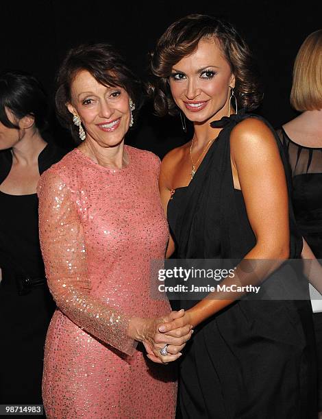 Evelyn Lauder and dancer Karina Smirnoff attend the 2010 Breast Cancer Research Foundation's Hot Pink Party at The Waldorf=Astoria on April 27, 2010...