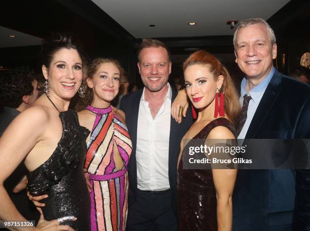 Stephanie J. Block, Micaela Diamond, Director Jason Moore, Teal Wicks and Book Writer Rick Elice pose at the Opening Night Paty for 'The Cher Show'...