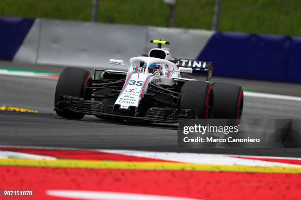 Sergey Sirotkin of Russia and Williams Martini on track during practice for the Formula One Grand Prix of Austria.