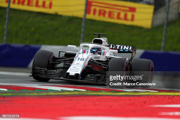 Lance Stroll of Canada and Williams Martini on track during practice for the Formula One Grand Prix of Austria.