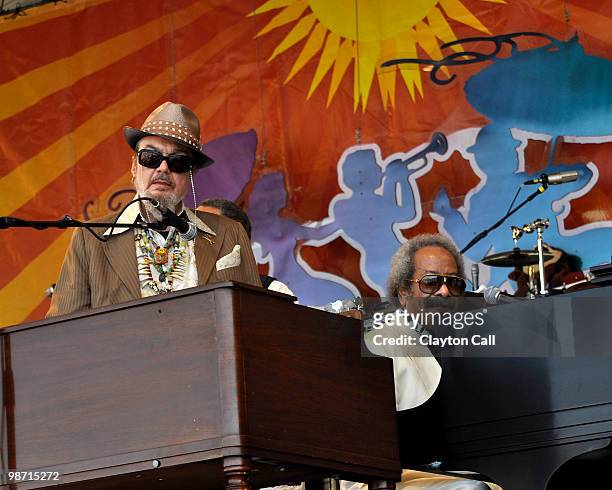 Dr John and Allen Toussaint perform with the Voice of the Wetlands All-Stars at the Acura Stage on day three of New Orleans Jazz & Heritage Festival...