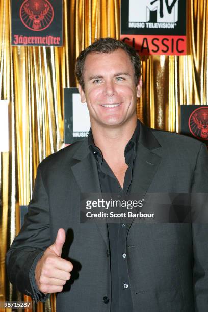 Player Wayne Carey arrives at the "MTV Classic: The Launch" music event at the Palace Theatre on April 28, 2010 in Melbourne, Australia. The event...