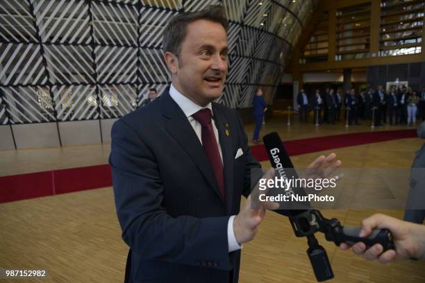 Luxembourg prime Minister Xavier Bettel arrives at The European Council summit in Brussels on June 29, 2018. European Union leaders meet today for...