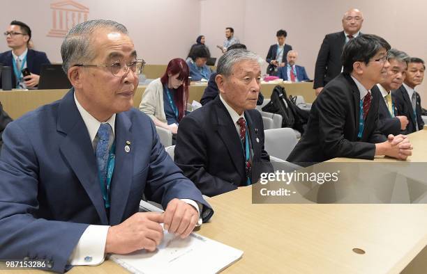 Japanese Nagasaki Governor Hodo Nakamura and Nagasaki Mayor Tomihisa Taue attend the United Nations Educational, Scientific, and Cultural...