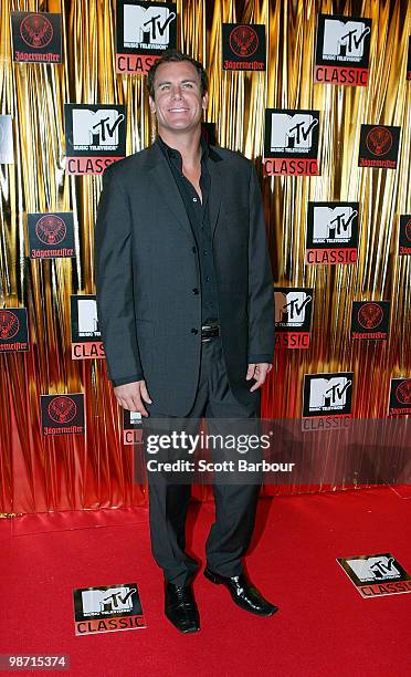 Player Wayne Carey arrives at the "MTV Classic: The Launch" music event at the Palace Theatre on April 28, 2010 in Melbourne, Australia. The event...