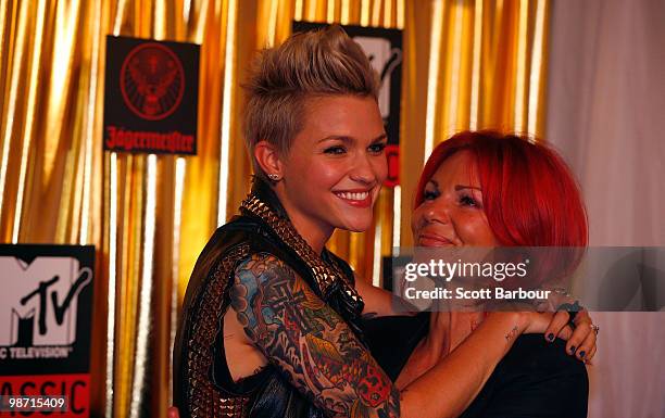 Ruby Rose and her mother Katia Langenheim arrive at the "MTV Classic: The Launch" music event at the Palace Theatre on April 28, 2010 in Melbourne,...