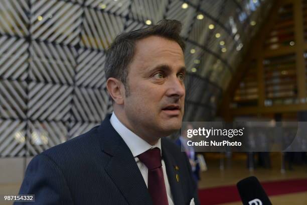 Luxembourg prime Minister Xavier Bettel arrives at The European Council summit in Brussels on June 29, 2018. European Union leaders meet today for...