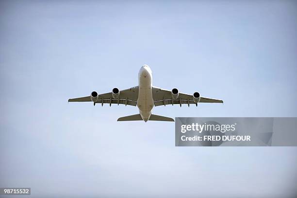 An airplane takes off at Roissy-Charles-de-Gaulle airport on April 21, 2010 in Roissy-en-France, northern Paris. All long-haul passenger services to...