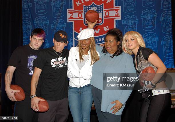 Paul Thomas and Joel Madden of Good Charlotte, Mary J. Blige, Aretha Franklin and Britney Spears