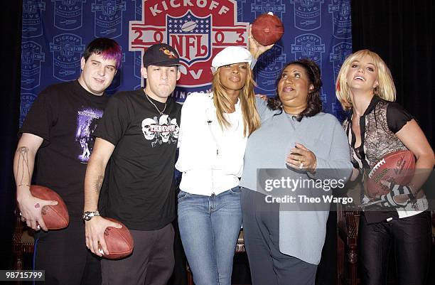 Paul Thomas and Joel Madden of Good Charlotte, Mary J. Blige, Aretha Franklin and Britney Spears