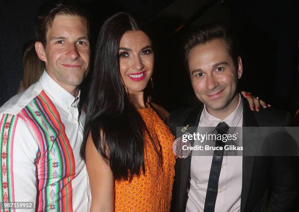 Charlie Williams, Carleigh Bettiol and Michael Fatica pose at the Opening Night Party for 'The Cher Show' Pre-Broadway Premiere at Hotel Allegro on...