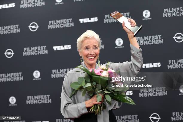 Emma Thompson is awarded at the Cine Merit Award Gala during the Munich Film Festival 2018 at Gasteig on June 29, 2018 in Munich, Germany.
