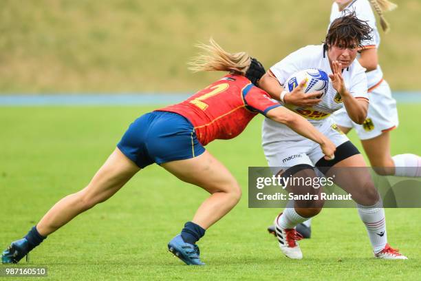 Friederike Kempter of Germany during the Grand Prix Series - Rugby Seven match between Spain and Germany on June 29, 2018 in Marcoussis, France.