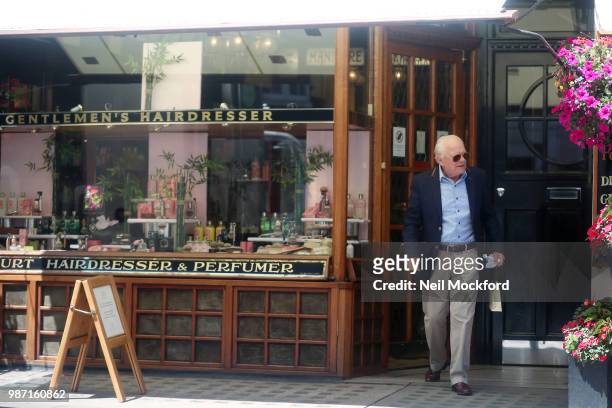 David Jason seen visiting the G.F. Trumper barbers and perfumes store in Mayfair on June 29, 2018 in London, England.