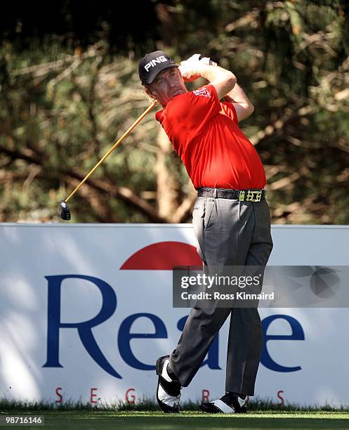 Miguel Angel Jimenez of Spain during the pro-am event prior to the Open de Espana at the Real Club de Golf on April 28, 2010 in Seville, Spain.
