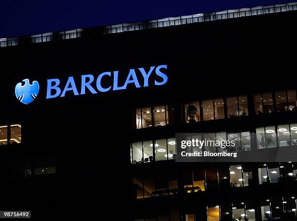 Barclays Plc., headquarters stand in Canary Wharf financial district in London, U.K., on Tuesday, April 27, 2010. Barclays Plc plans to increase...