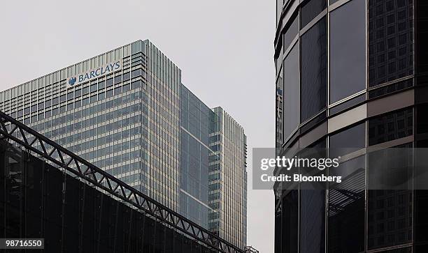 Barclays Plc., headquarters stand in Canary Wharf financial district in London, U.K., on Tuesday, April 27, 2010. Barclays Plc plans to increase...