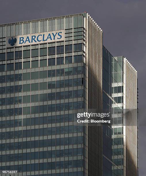 Barclays Plc., headquarters stand in Canary Wharf financial district in London, U.K., on Tuesday, April 27, 2010. Barclays Plc plans to increase...