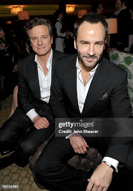 Actor Colin Firth and director Tom Ford attend the Montblanc Charity Cocktail hosted by The Weinstein Company to benefit UNICEF held at Soho House on...