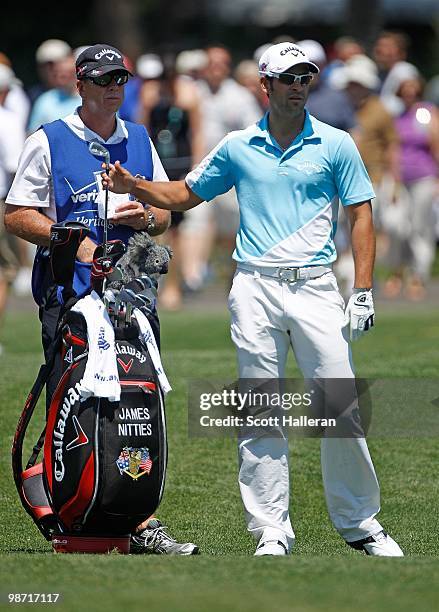 James Nitties pulls a club during the second round of the Verizon Heritage at the Harbour Town Golf Links on April 16, 2010 in Hilton Head lsland,...