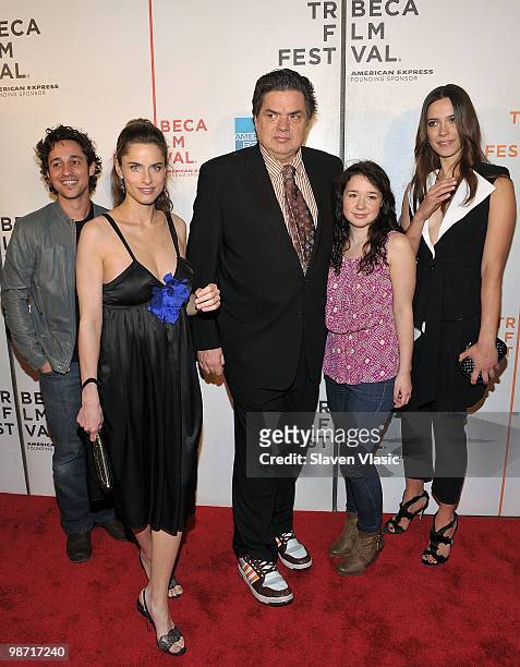 Actors Amanda Peet, Oliver Platt, Sarah Steele and Rebecca Hall attend the "Please Give" premiere during the 9th Annual Tribeca Film Festival at the...
