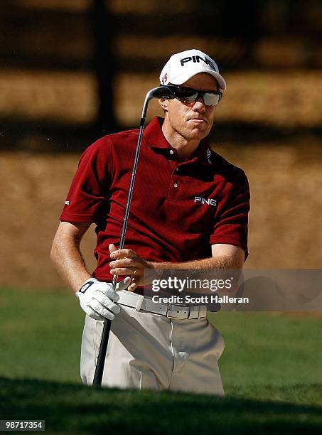 Nick O'Hern hits a shot during the second round of the Verizon Heritage at the Harbour Town Golf Links on April 16, 2010 in Hilton Head lsland, South...