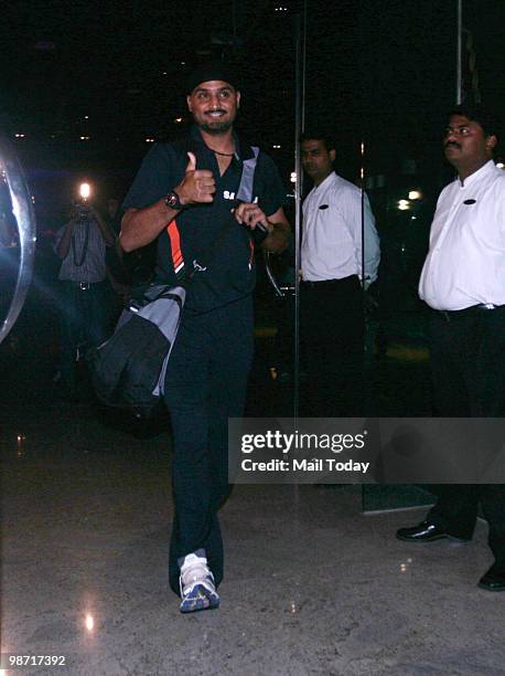 Cricketer Harbhajan Singh leaves for the T20 World Cup scheduled to begin from April 30 in the West Indies from Mumbai on Tuesday, April 27, 2010.