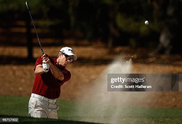 Nick O'Hern hits a shot during the second round of the Verizon Heritage at the Harbour Town Golf Links on April 16, 2010 in Hilton Head lsland, South...