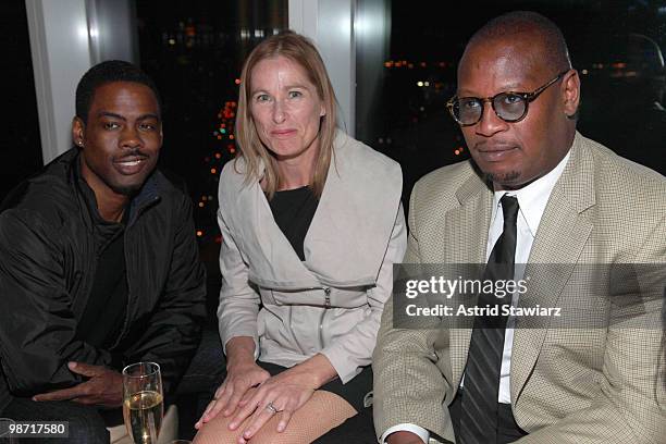 Actor Chris Rock, director Tamra Davis and Antonio "L.A." Reid attend the after party for NOWNESS & Arthouse Films' special screening of Jean-Michel...