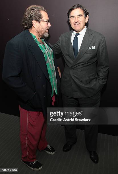 Julian Schnabel and Peter Brant attend a special screening of Jean-Michel Basquiat: The Radiant Child presented by NOWNESS & Arthouse Films at MOMA...