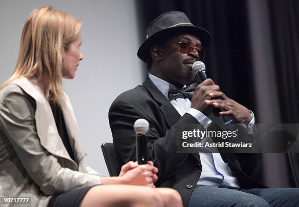 Tamra Davis and Fab 5 Freddy attend a special screening of Jean-Michel Basquiat: The Radiant Child presented by NOWNESS & Arthouse Films at MOMA on...