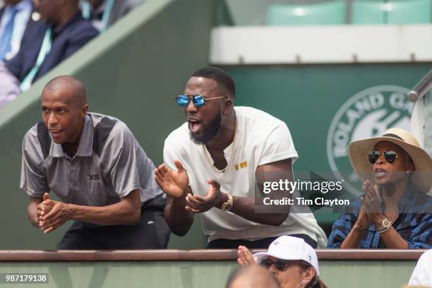 June 9. French Open Tennis Tournament - Day Twelve. Sloan Stephens' coach Kamau Murray, boyfriend Jozy Altidore and mother Sybil Smith cheer her on...