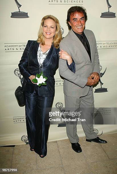 Actors Thaao Penghlis and Leann Hunley arrive at The Daytime Emmy Nominee reception held at Savannah Restaurant at the Warner Music building on June...