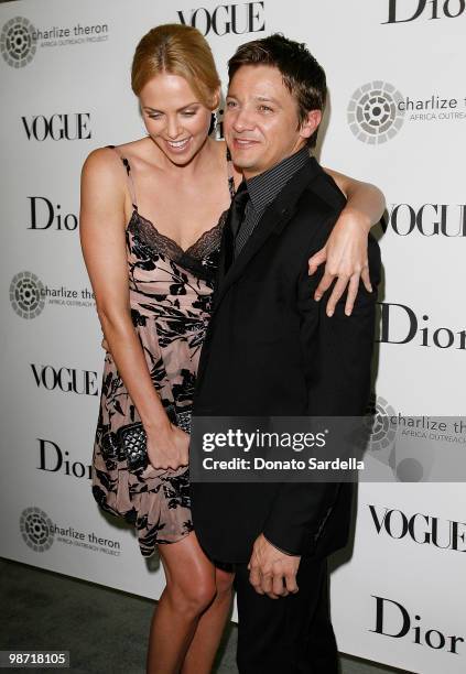 Actress Charlize Theron and actor Jeremy Renner attend Dior & Vogue Celebrate the Charlize Theron Africa Outreach Project at Soho House on April 27,...