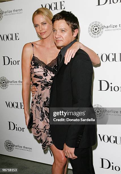 Actress Charlize Theron and actor Jeremy Renner attend Dior & Vogue Celebrate the Charlize Theron Africa Outreach Project at Soho House on April 27,...